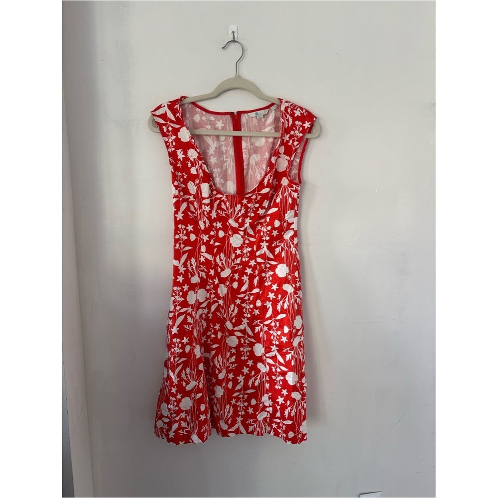 Boden 6 Red & White Floral Scoop-Neck Women’s Dress